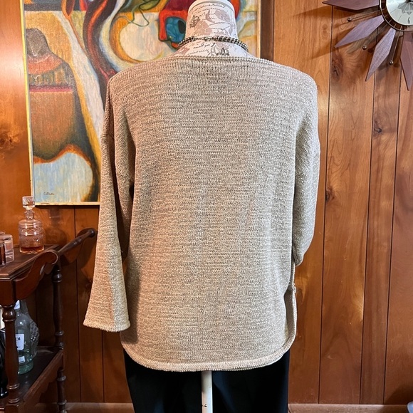 Oatmeal woven knit scoop neck sweater by‎ CHICOS Size 1. - Picture 8 of 11